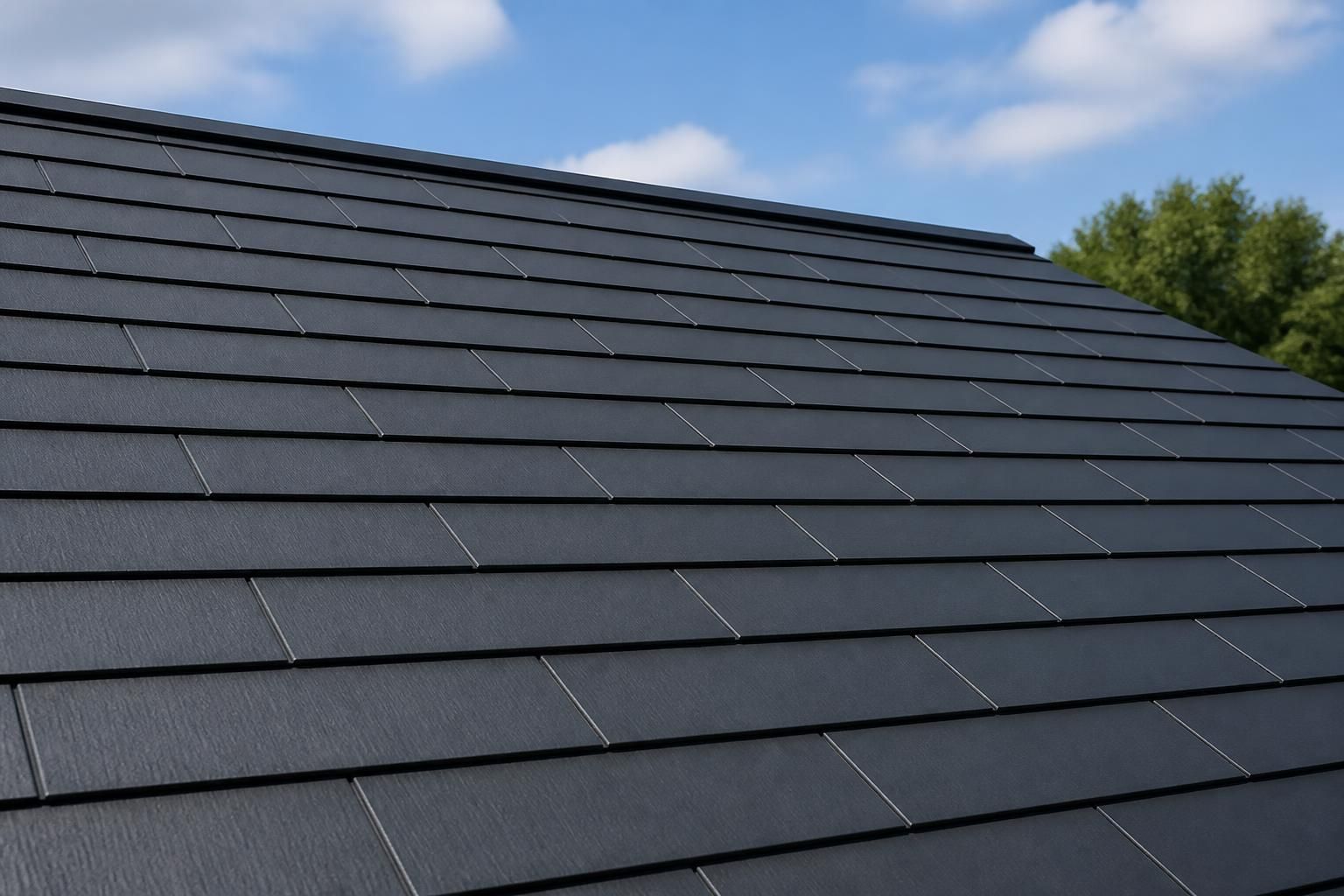Freshly cleaned and coated roof with an even finish.
