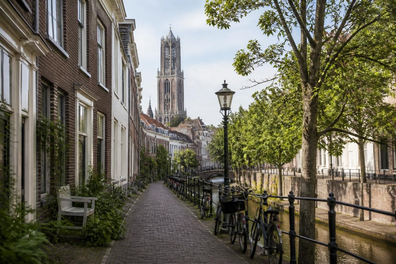 Classic residential architecture and calm streets in Utrecht.