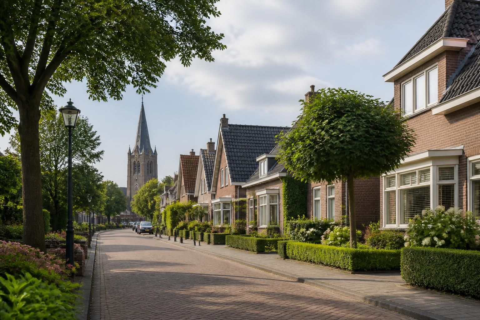 Well-kept residential street with homes in Zevenaar.